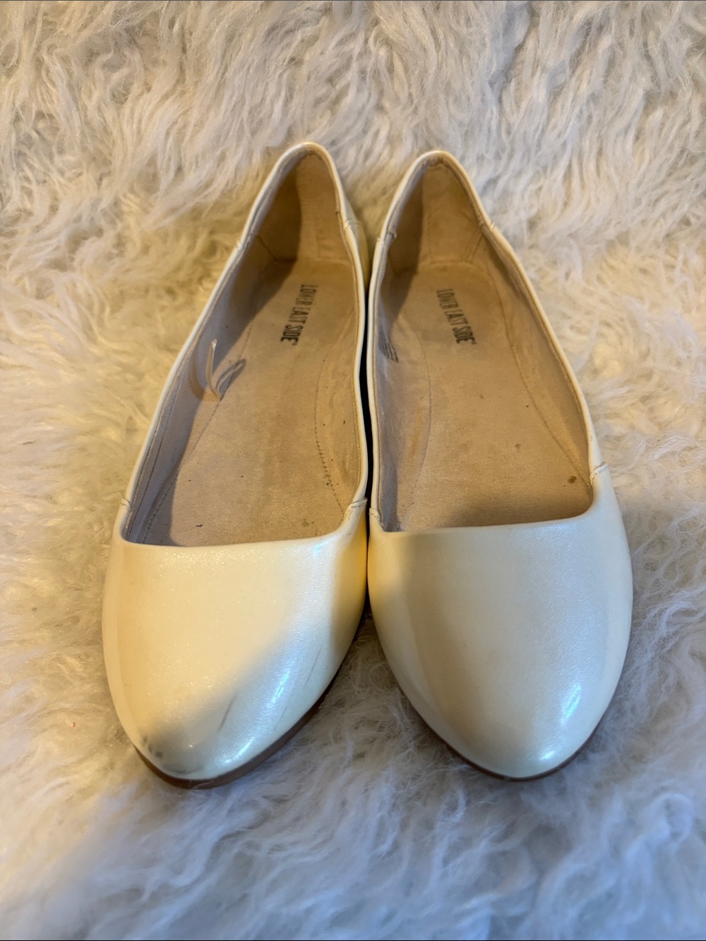 LOWER EAST SIDE Women's Cream Pointed Toe Ballet Flats
